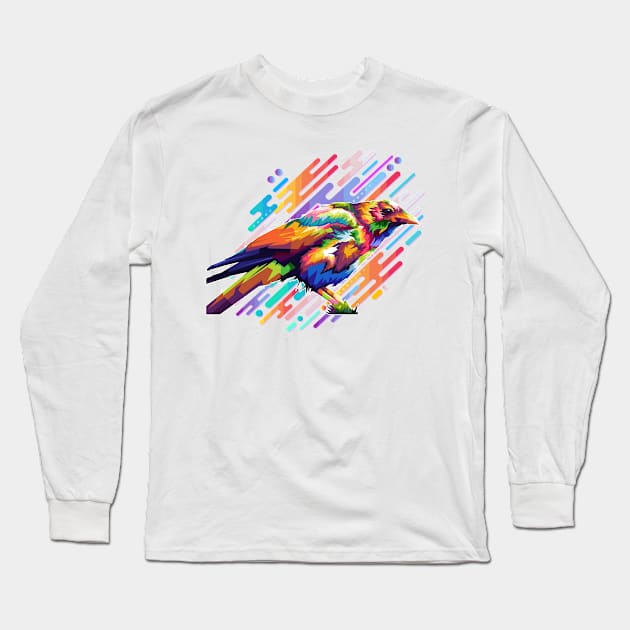 pop art crow design Long Sleeve T-Shirt by Rizkydwi